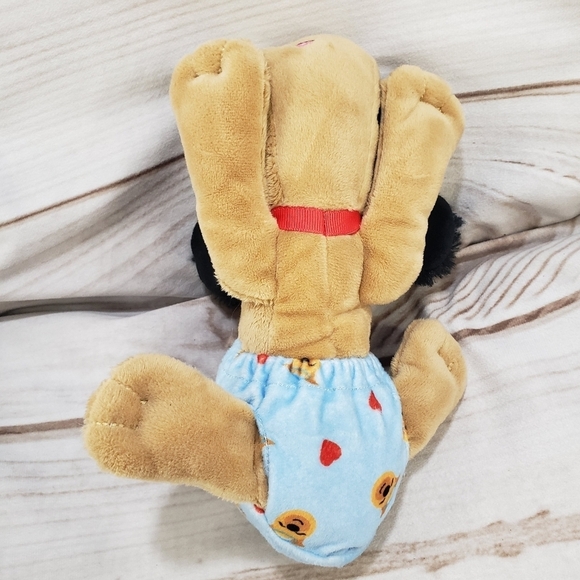 Pound Puppies Newborns Angel Brown Black Dog Blue Diaper Embroidered 8 Inch #2 - Picture 6 of 10